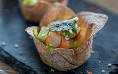 Wonton Cup aux Crevettes &amp; Avocat